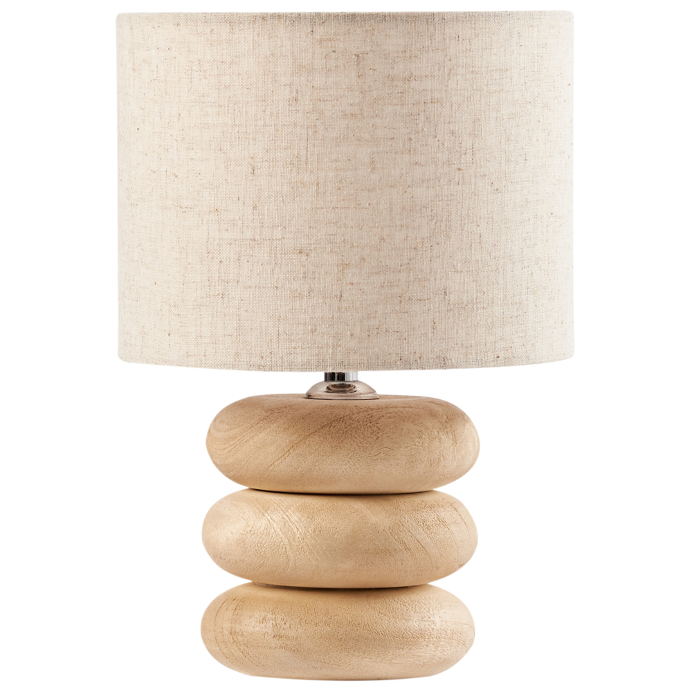 foto del prodotto lampada da tavolo a stelo con paralume in tessuto e base in in metallo marrone chiaro design moderno soggiorno
