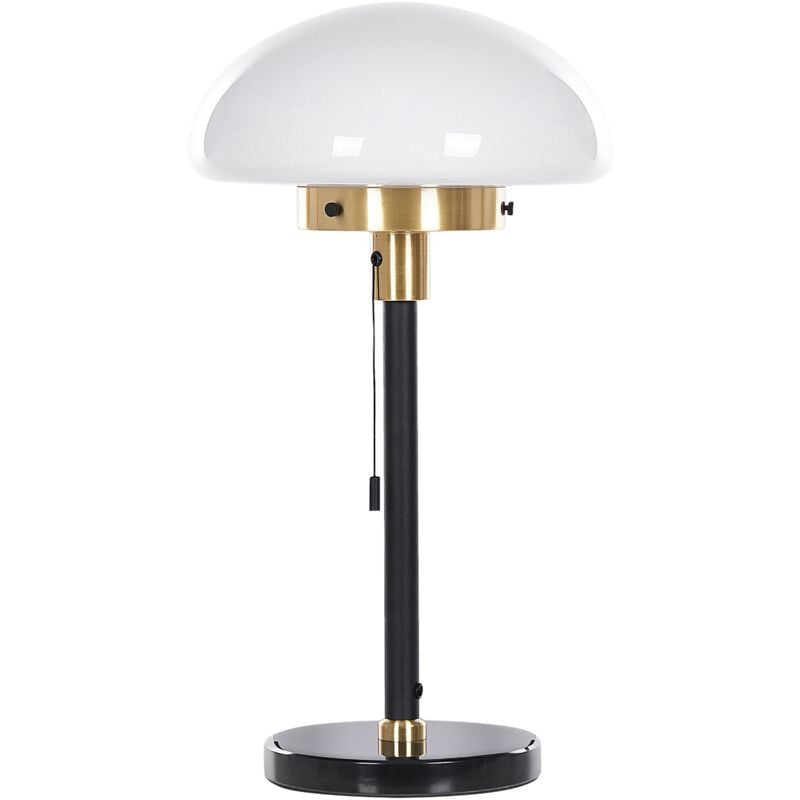 foto del prodotto lampada da tavolo abat jour emisfero con base in metallo soggiorno camera da letto nero e oro minija
