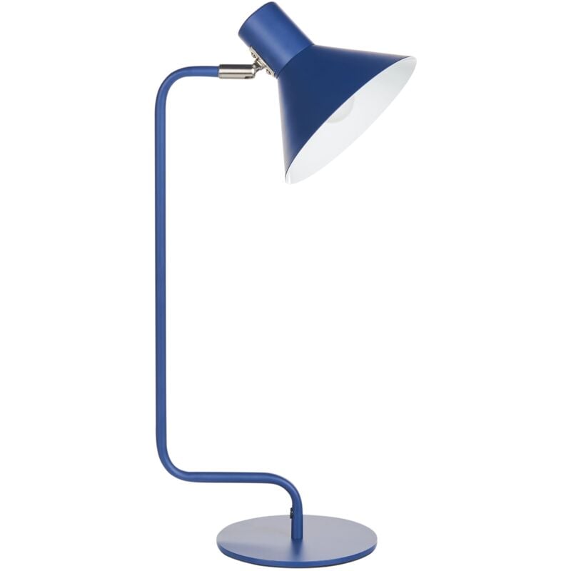foto del prodotto lampada da tavolo abat jour luce comodino base metallo conica blu scuro soggiorno camera da letto rimava