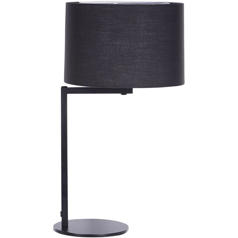 foto del prodotto lampada da tavolo abat jour luce comodino base metallo nera soggiorno camera da letto baldwin