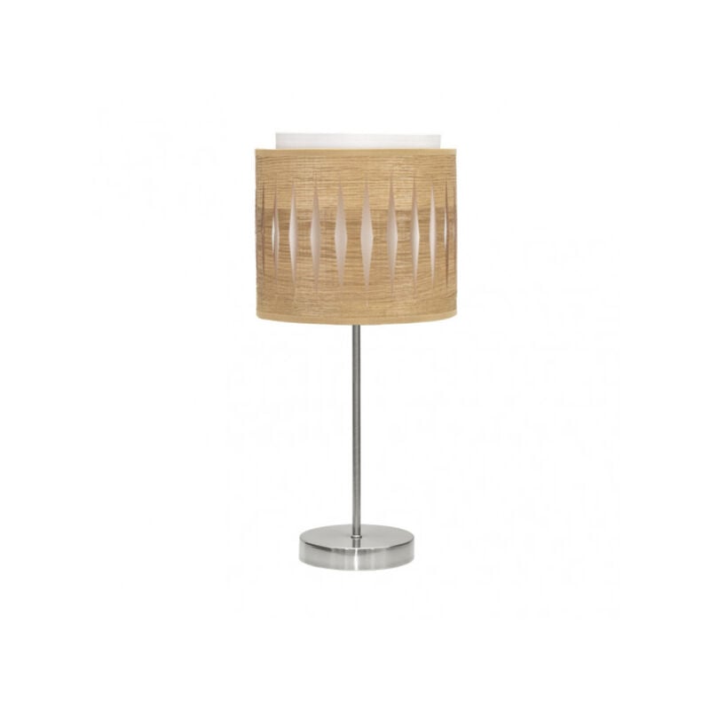 foto del prodotto lampada da tavolo alexandra colore nichel legno chiaro modello fabrilamp
