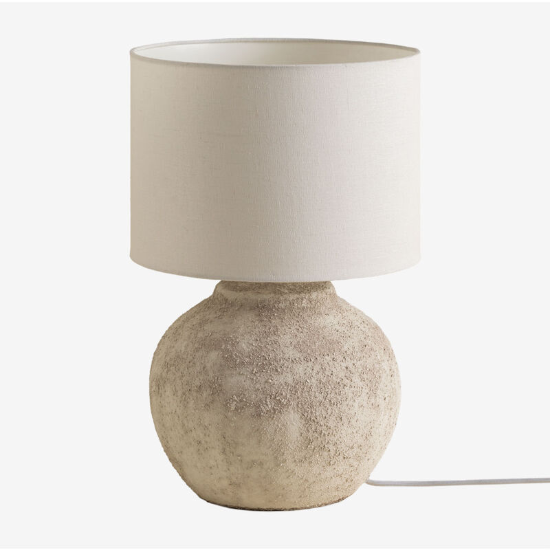 foto del prodotto lampada da tavolo aloia in lino e terracotta sklum