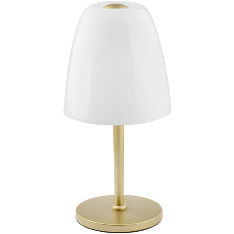 foto del prodotto lampada da tavolo ares in metallo oro e diffusore in vetro bianco 36cm. 