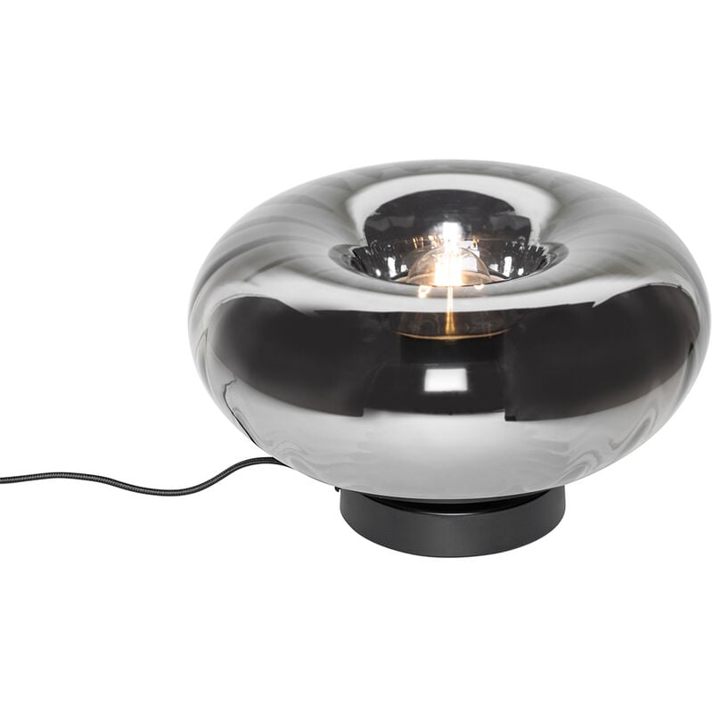 foto del prodotto lampada da tavolo ayesha art d co vetro,acciaio nero grigio tondo max. 1 x watt qazqa
