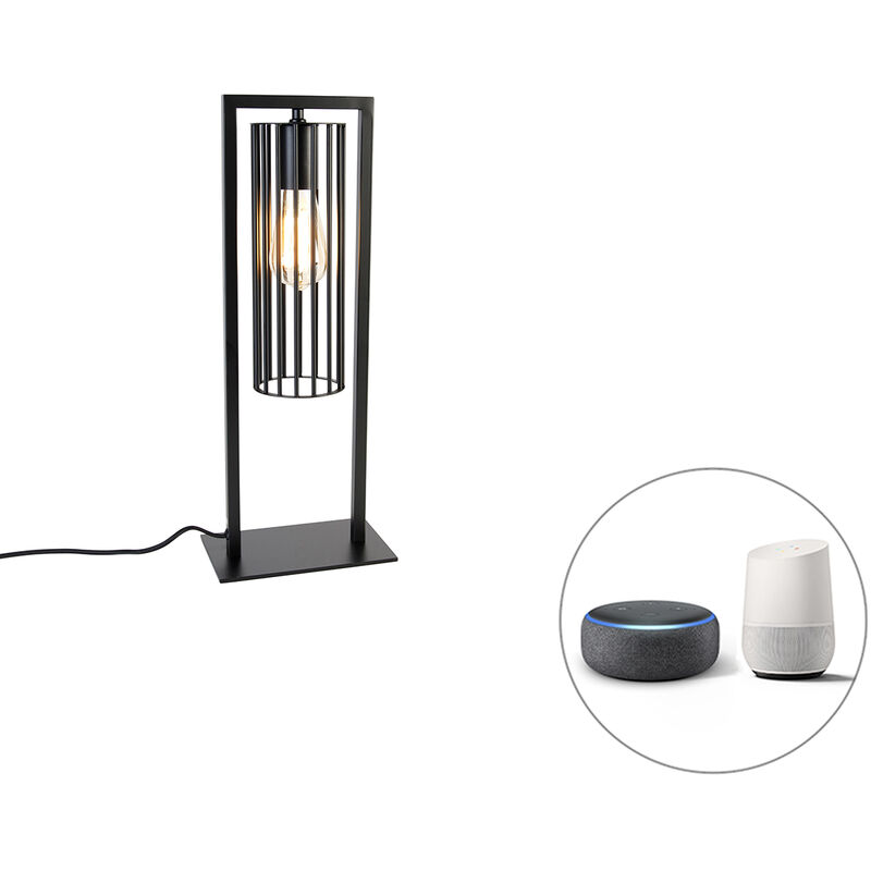 foto del prodotto lampada da tavolo balenco wazo moderno acciaio nero oblungo e27 max. 1 x 7 watt qazqa