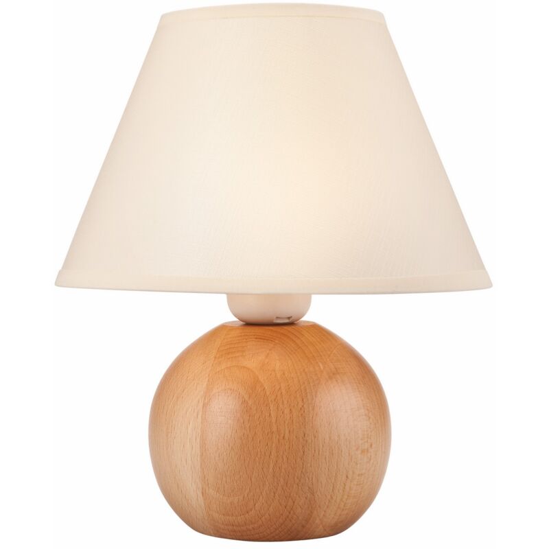 foto del prodotto lampada da tavolo ball, acciaio, legno, tessuto, marrone, 24x24x19 cm