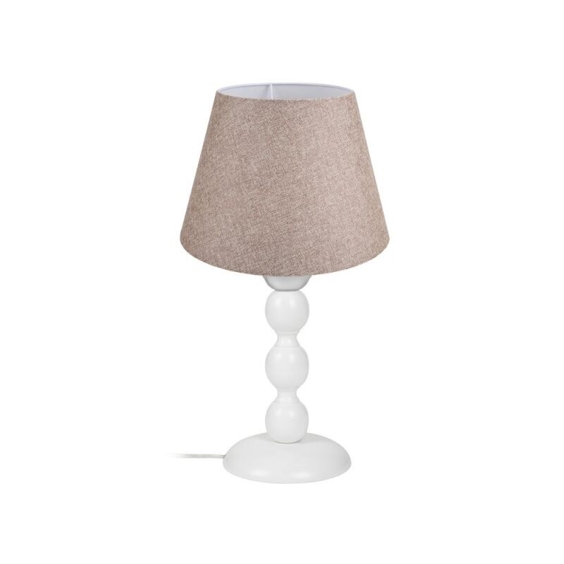 foto del prodotto lampada da tavolo base bianca e paralume tessuto beige lagunah272634