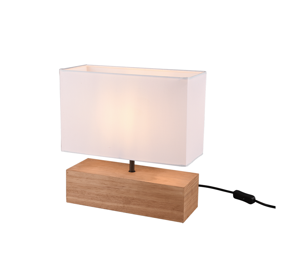 foto del prodotto lampada da tavolo, base legno naturale, bianco, h 30 cm, woody