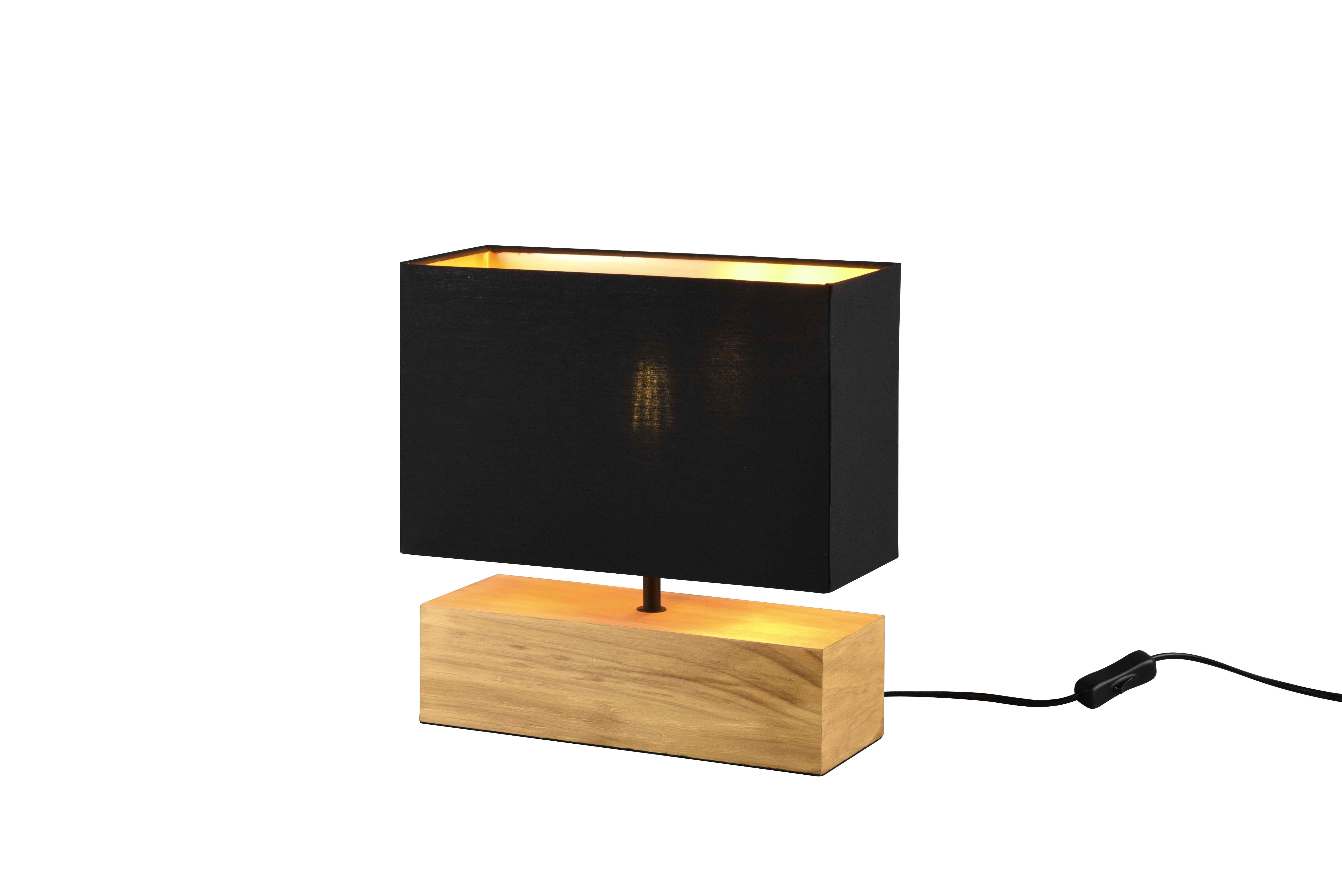 foto del prodotto lampada da tavolo, base legno naturale, nero, h 30 cm, woody
