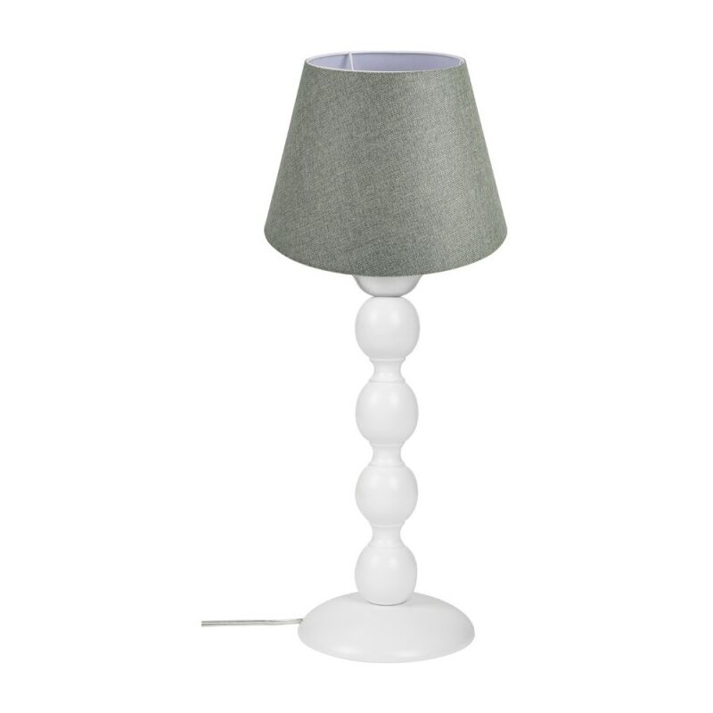 foto del prodotto lampada da tavolo bianca e paralume tessuto colore verde lagunah372638