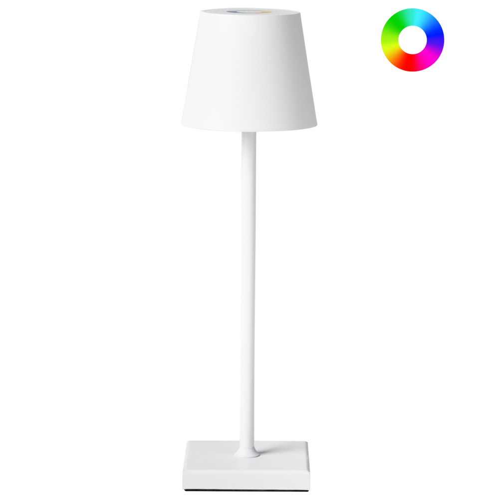 foto del prodotto lampada da tavolo bianco senza fili ferro alluminio interno esterno moderno