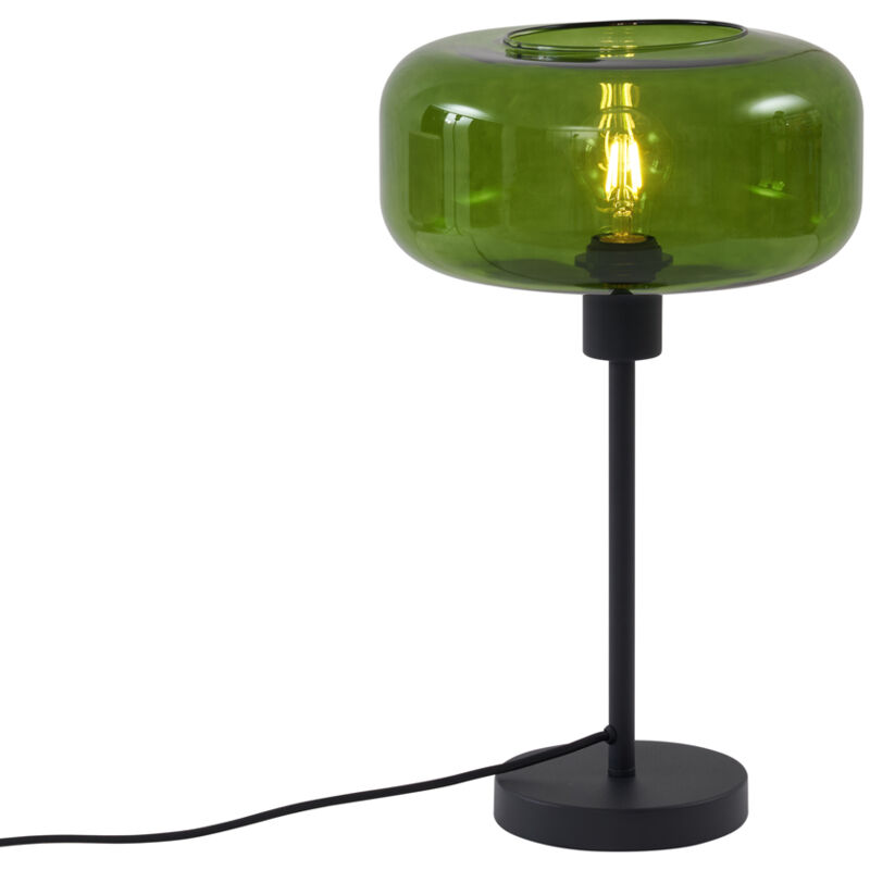 foto del prodotto lampada da tavolo bizle retr vetro,metallo verde nero tondo max. 1 x watt qazqa