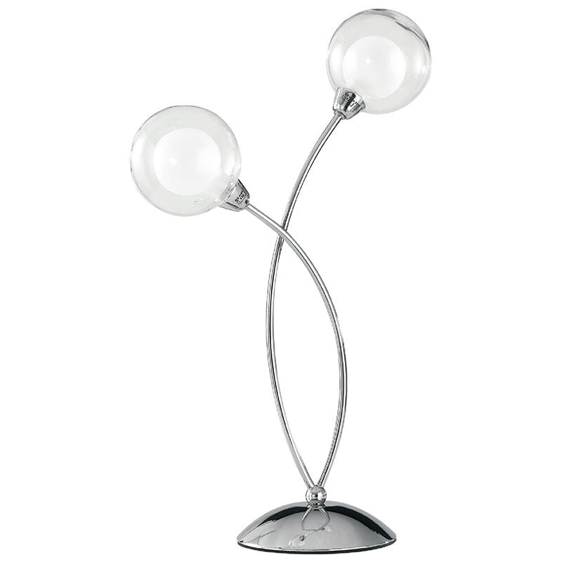foto del prodotto lampada da tavolo blog in metallo cromato con diffusori in vetro 