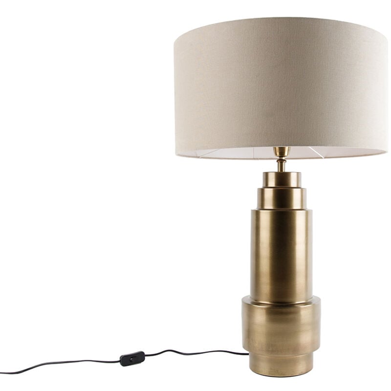 foto del prodotto lampada da tavolo bruut - art d co - acciaio,tessuto - bronzo beige - tondo max. 1 x watt - qazqa