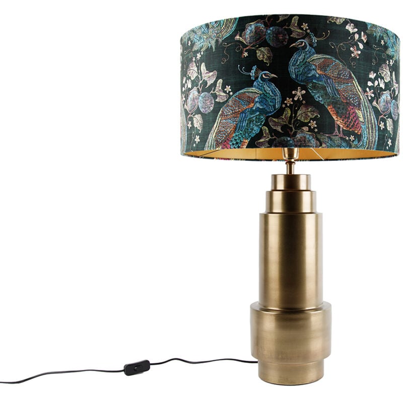 foto del prodotto lampada da tavolo bruut art d co acciaio,velluto verde blu tondo max. 1 x watt qazqa
