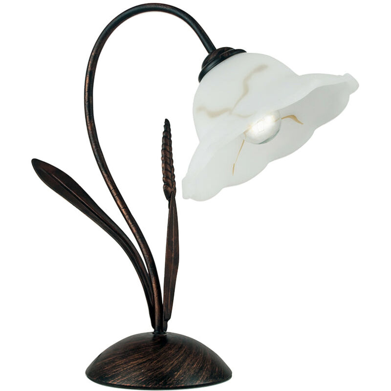 foto del prodotto lampada da tavolo byron in metallo effetto ruggine con diffusore in vetro 