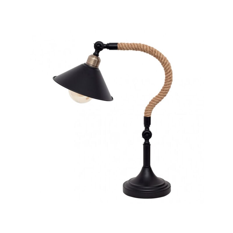 foto del prodotto lampada da tavolo cabo nera con paralume in metallo fabrilamp