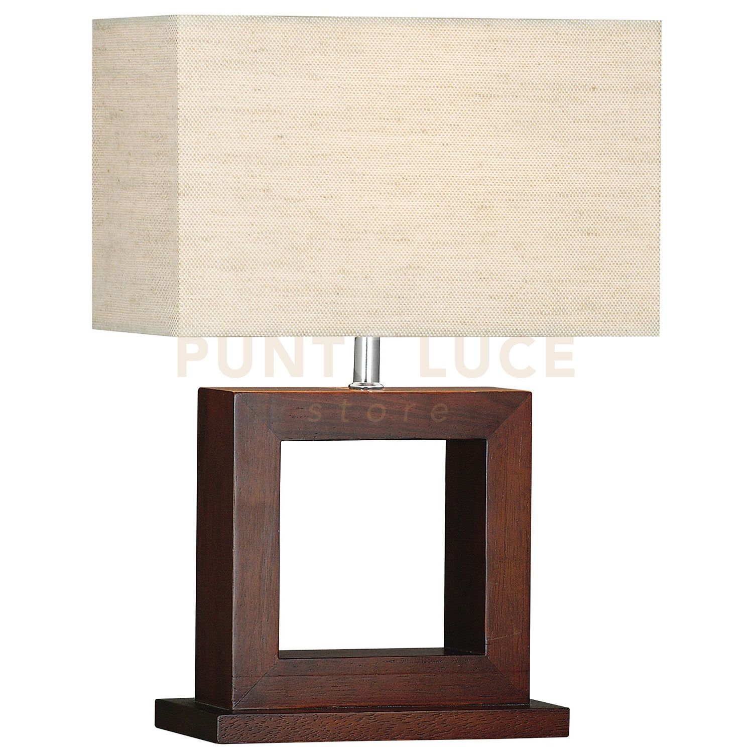 foto del prodotto lampada da tavolo calven - base in legno scuro e paralume in lino