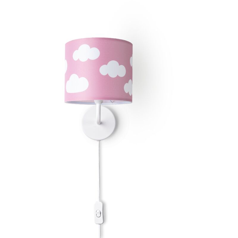 foto del prodotto lampada da tavolo cameretta dei bambini paralume tessuto rotonda luna stelle e14 lampada da parete bianca, design 10 18 cm paco home