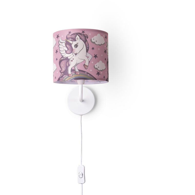 foto del prodotto lampada da tavolo cameretta parete strada pompieri paralume in tessuto rotondo lampada da parete bianca, design 5 18 cm paco home