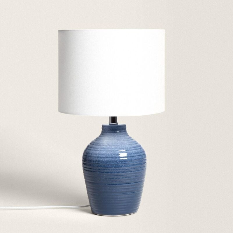 foto del prodotto lampada da tavolo ceramica botijo azzurro scuro