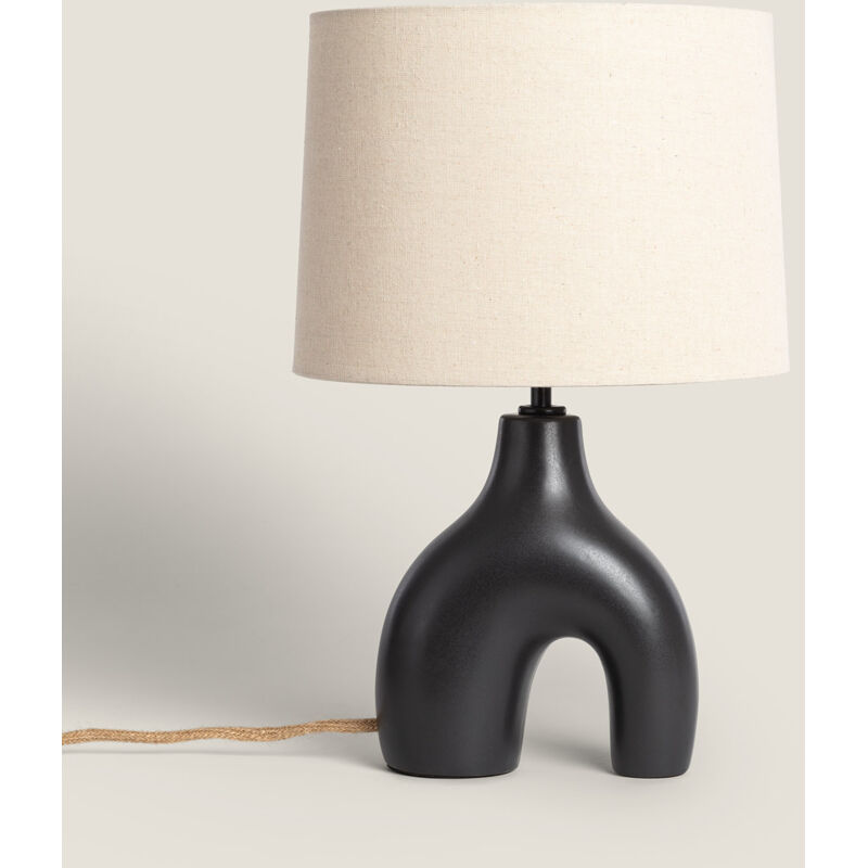 foto del prodotto lampada da tavolo ceramica e lino ginger nero