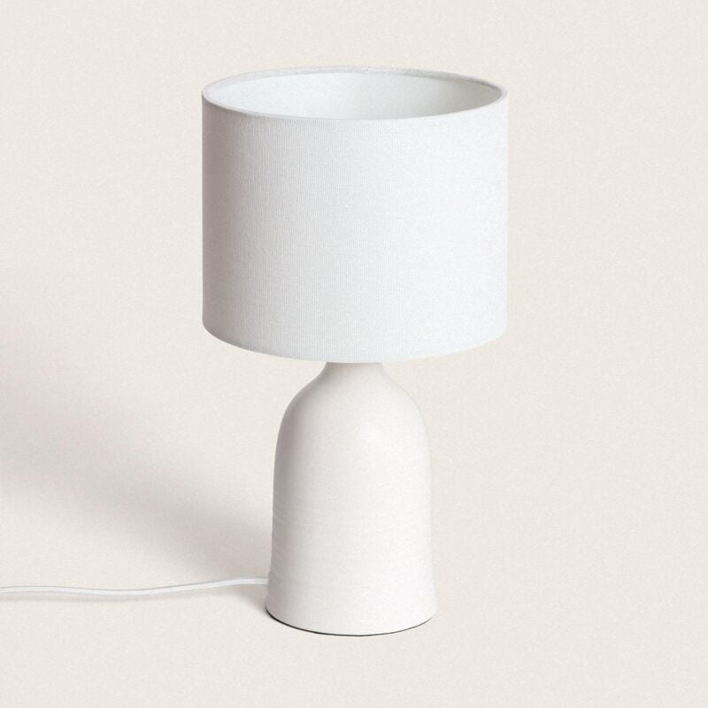 foto del prodotto lampada da tavolo ceramica e tessuto barva bianco
