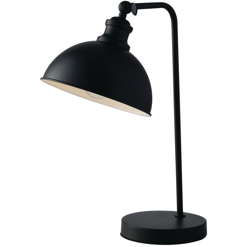 foto del prodotto lampada da tavolo charleston in metallo nero con interno bianco 