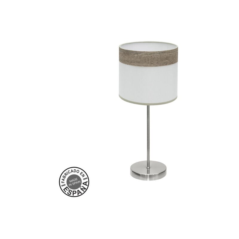 foto del prodotto lampada da tavolo cloe 1xe14 nichel bianco legno grigio 42x18x18 cm