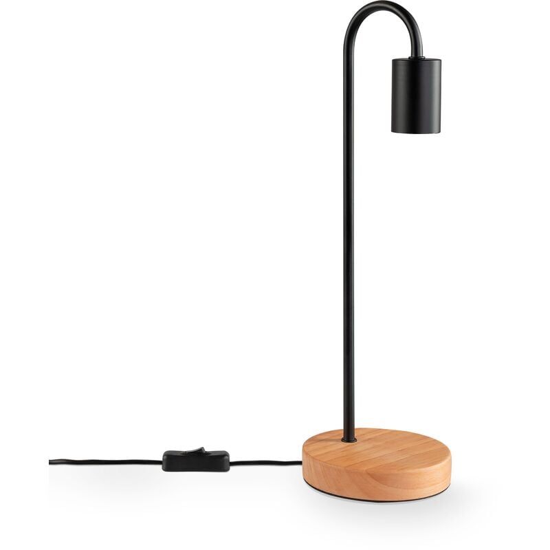foto del prodotto lampada da tavolo comodino e14 lampada da terra minimalista scandinavo e27 legno lampada da tavolo, nero paco home