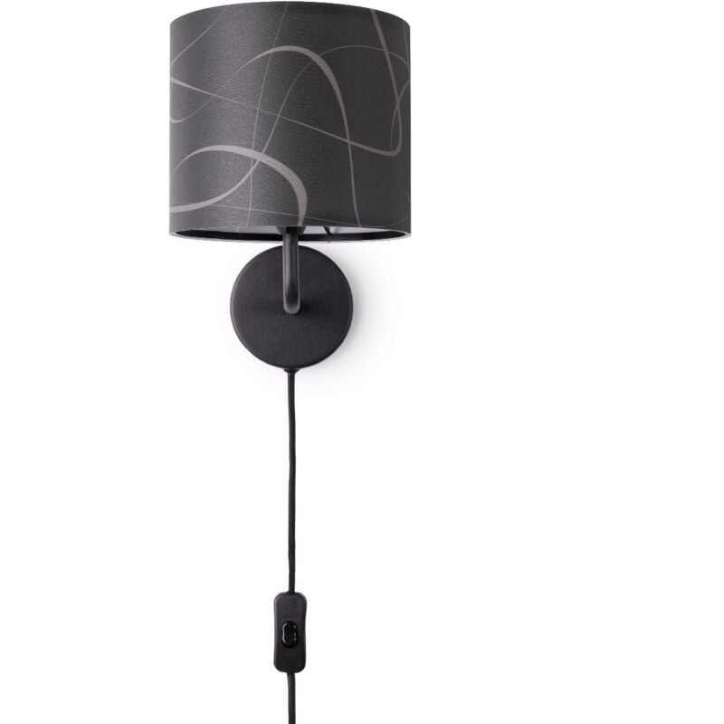 foto del prodotto lampada da tavolo comodino paralume tessuto lampada da parete soggiorno vintage lampada da parete nero, design 2 18 cm paco home