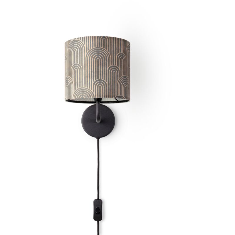 foto del prodotto lampada da tavolo comodino paralume tessuto lampada da parete soggiorno vintage lampada da parete nero, design 9 18 cm paco home