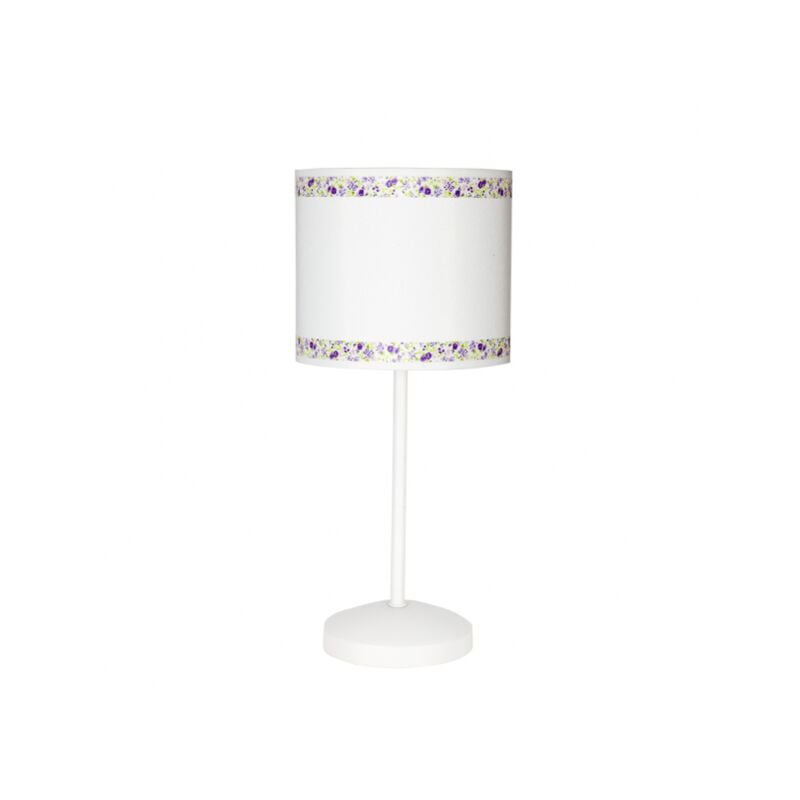 foto del prodotto lampada da tavolo con bordo bianco lilla 1xe14