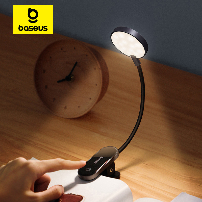 foto del prodotto lampada da tavolo con clip a led baseus lampada da scrivania wireless dimmerabile continua lampada da lettura ricaricabile usb touch lampada da notte a led per laptop