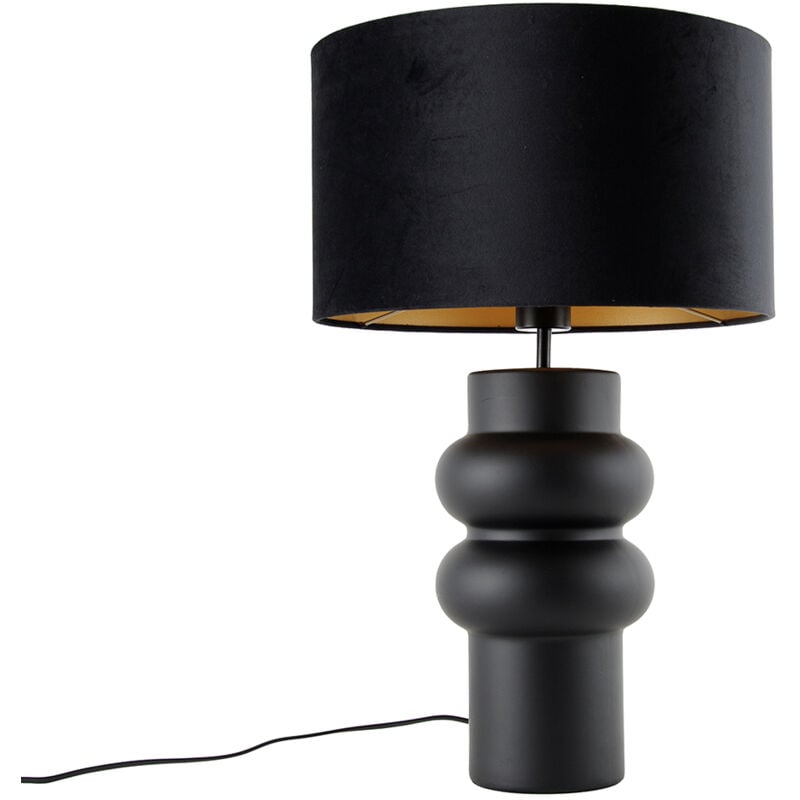 foto del prodotto lampada da tavolo con paralume alisia design ceramico,velluto nero tondo max. 1 x watt qazqa