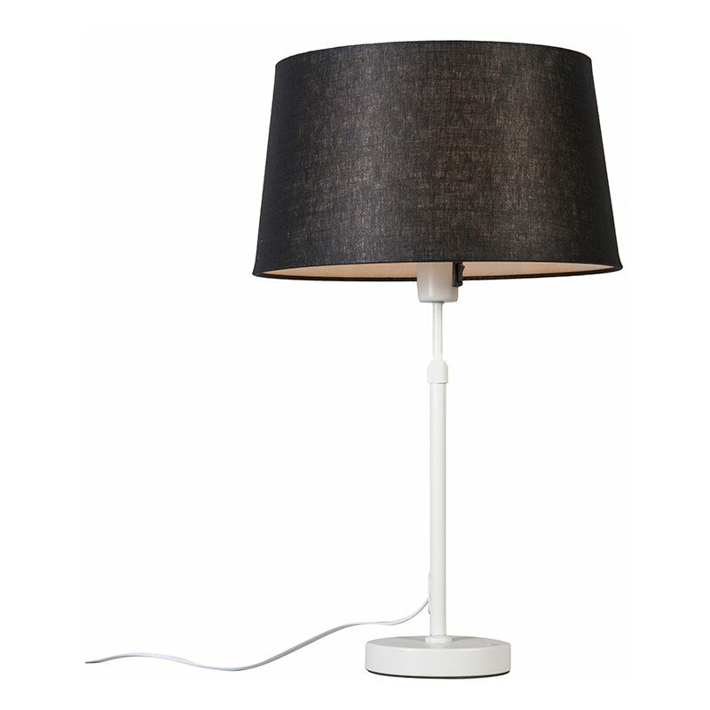 foto del prodotto lampada da tavolo con paralume parte moderno tessuto,acciaio bianco nero tondo max. 1 x watt qazqa