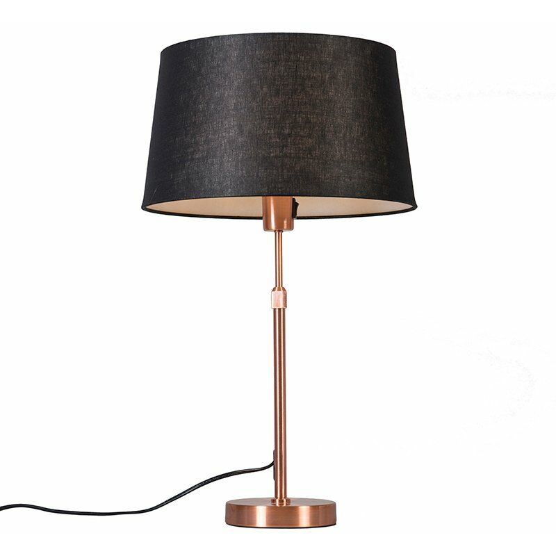 foto del prodotto lampada da tavolo con paralume parte moderno tessuto,acciaio nero rame tondo max. 1 x watt qazqa