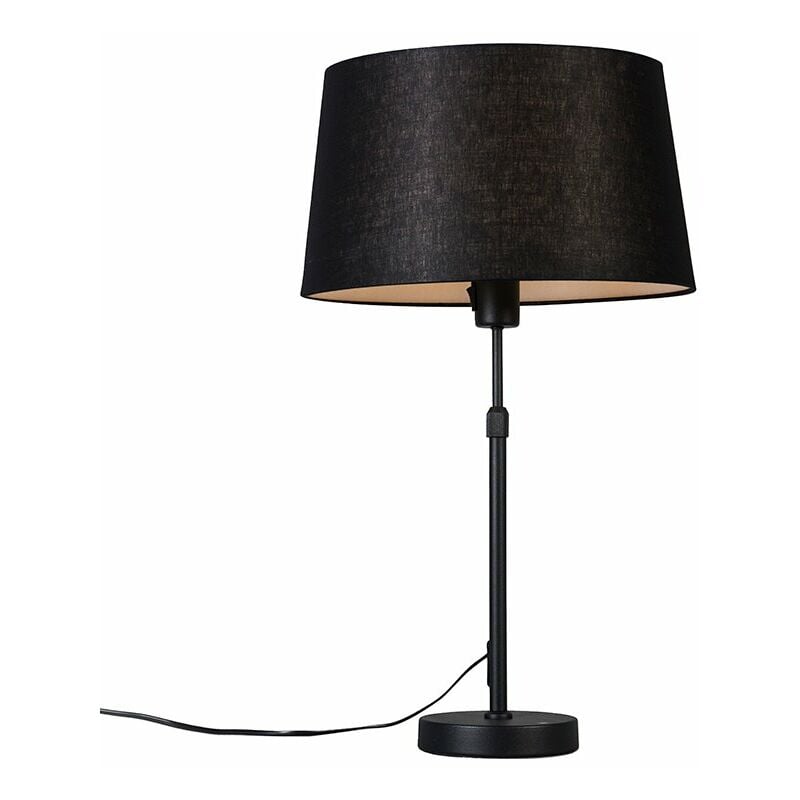 foto del prodotto lampada da tavolo con paralume parte moderno tessuto,acciaio nero tondo max. 1 x watt qazqa