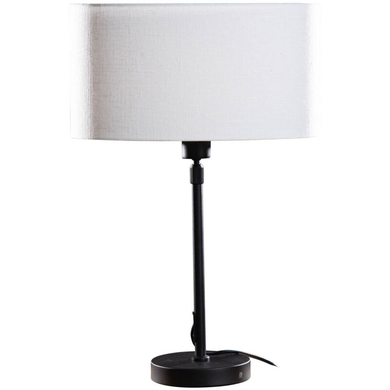 foto del prodotto lampada da tavolo con paralume parte shade moderno acciaio,lino nero bianco oblungo tondo max. 1 x watt qazqa