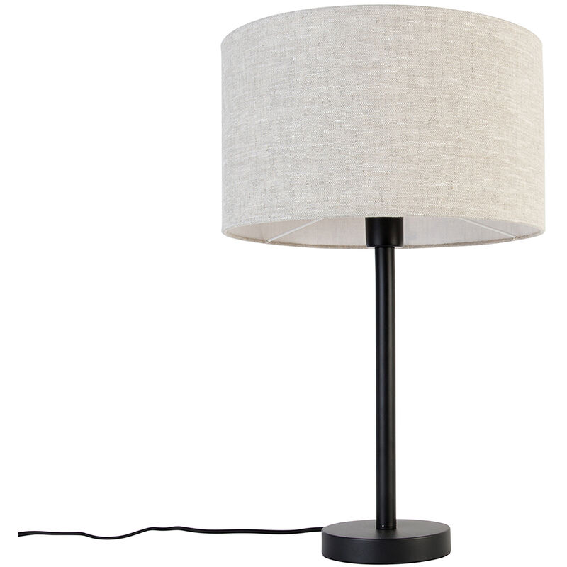 foto del prodotto lampada da tavolo con paralume simplo stof design acciaio,tessuto nero grigio tondo max. 1 x watt qazqa