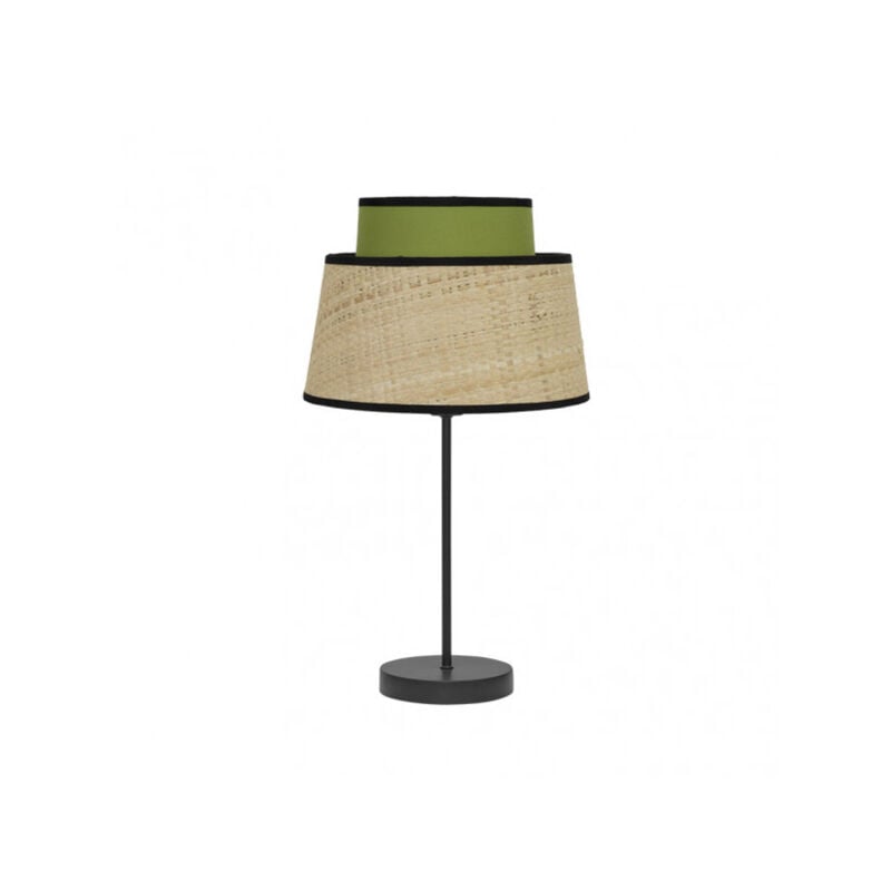 foto del prodotto lampada da tavolo con paralume verde e naturale modello jia fabrilamp