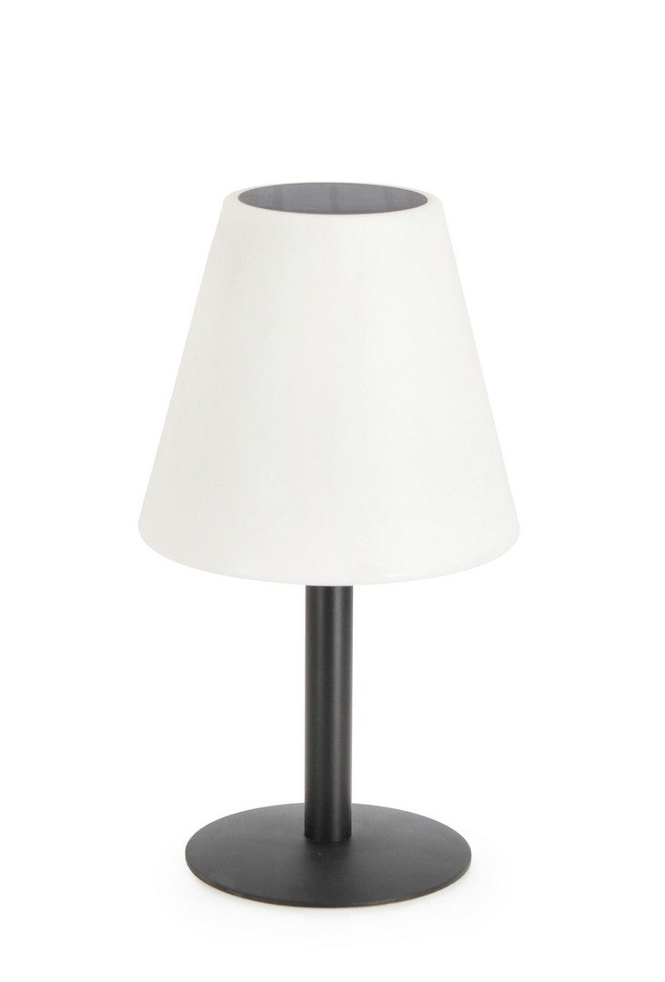 foto del prodotto lampada da tavolo con ricarica solare 20x36 cm in acciaio solar bianca con base nera
