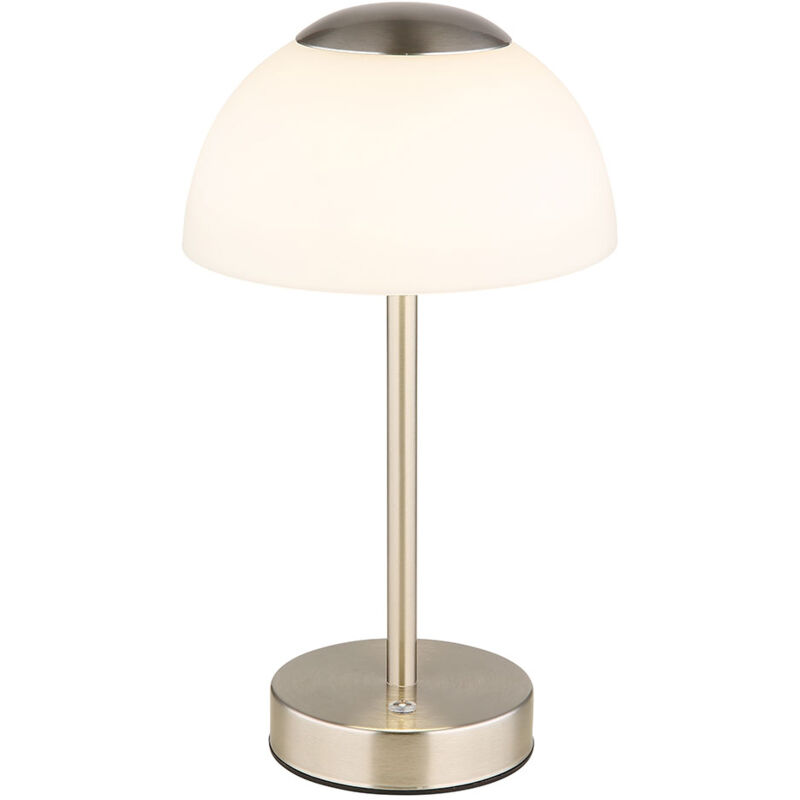 foto del prodotto lampada da tavolo con touch dimmer lampada da comodino led lampada da tavolo a batteria lampada da soggiorno, metallo nichel opaco vetro opale, 2,5w