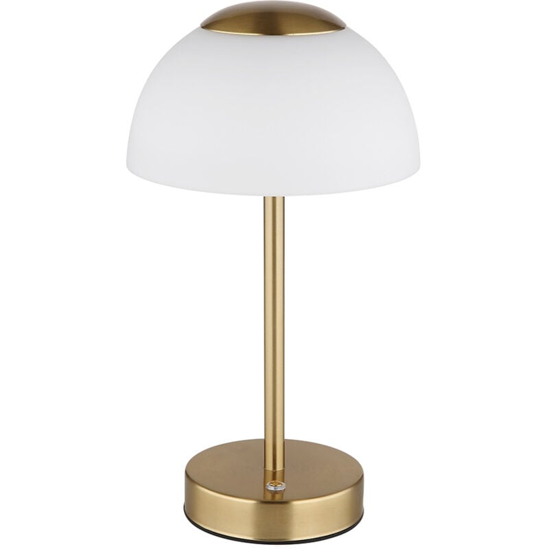foto del prodotto lampada da tavolo con touch dimmer led lampada da comodino ricaricabile lampada da tavolo da soggiorno, metallo nichel opaco vetro opale, 2,5w 150lm bianco caldo-bianco freddo, dxh 15x28 cm