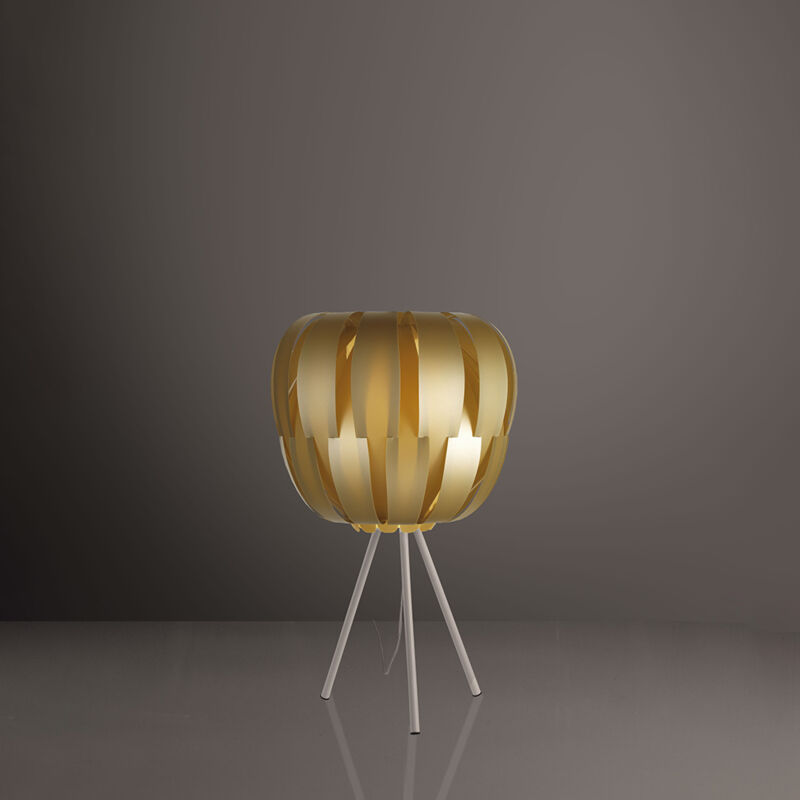foto del prodotto lampada da tavolo con treppiede 1 luce queen in polilux oro made in italy