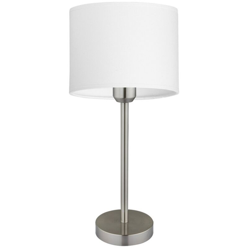 foto del prodotto lampada da tavolo cristian, metallo, tessuto, argento, bianco, 25x25x45 cm
