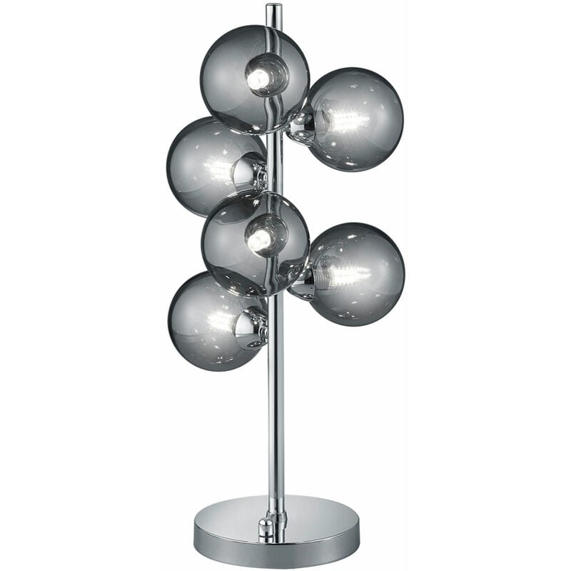 foto del prodotto lampada da tavolo cromata, lampada laterale, moderna, lampada da tavolo, paralume in vetro, lampada da lettura, dimmerabile, 6x g9, pxh 23x52 cm