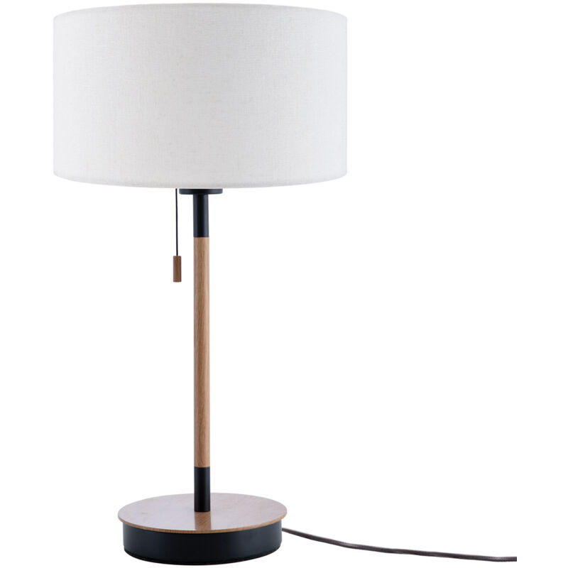 foto del prodotto lampada da tavolo da comodino da scrivania altezza 49 cm design scandinavo bianco 28 cm , lampada da tavolo nero legno paco home