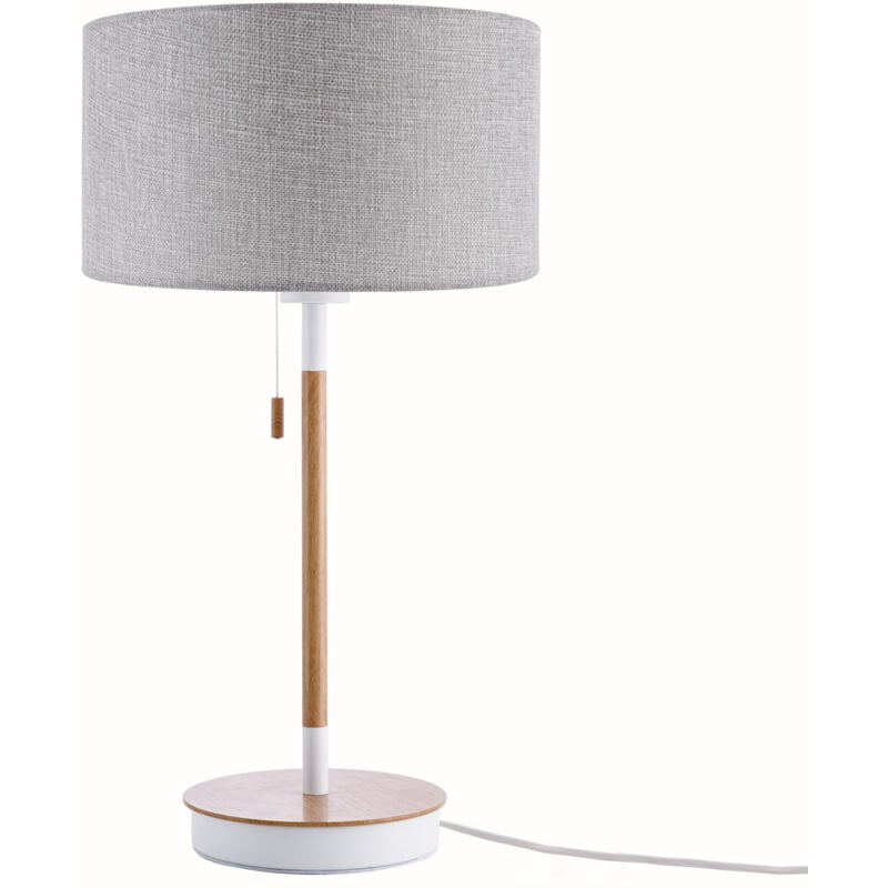 foto del prodotto lampada da tavolo da comodino da scrivania altezza 49 cm design scandinavo grigio 28 cm , lampada da tavolo bianco legno paco home