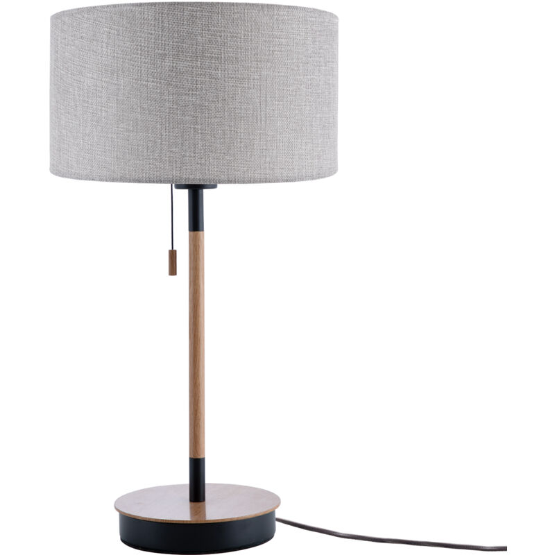 foto del prodotto lampada da tavolo da comodino da scrivania altezza 49 cm design scandinavo grigio 28 cm , lampada da tavolo nero legno paco home